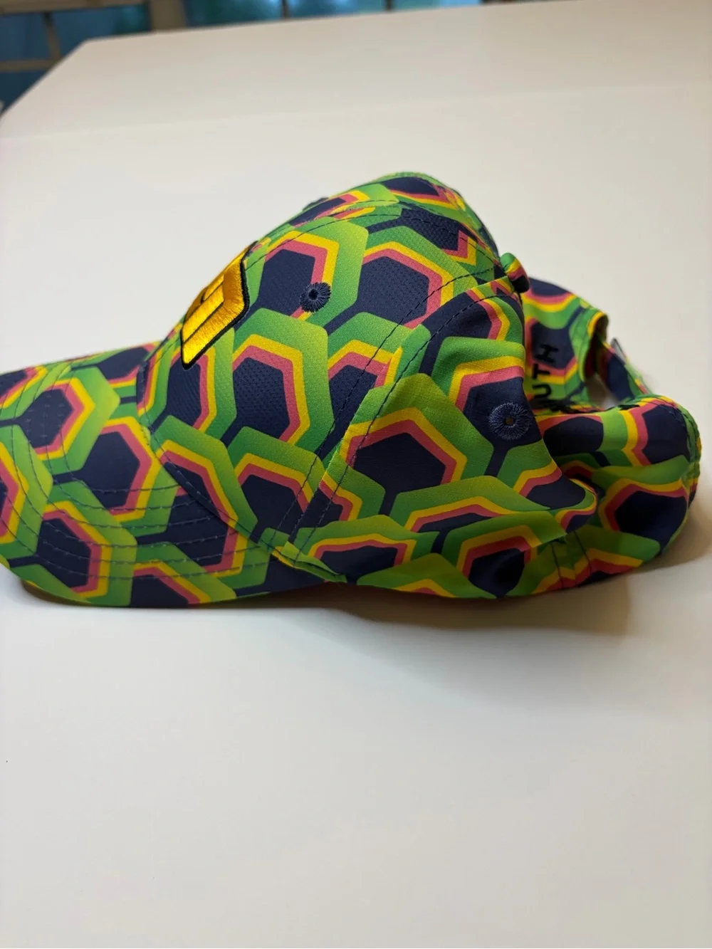 Loudmouth Golf Retro Geometric Print Hat Green Gold Logo OSFA